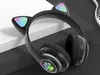 A close-up shot of black headphones with cat ears and LED lights. Náhled obrázku produktu