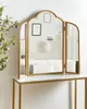 BELIANI Klappspiegel Tisch Gold Metall 87 x 77 cm Zwei Produktbild-Vorschau 2