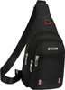 A black sling backpack is shown against a white background. Voir les images du produit