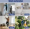 Collage of four scenes showing a step ladder being used for various household tasks. Produktbild-Vorschau