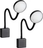 Two black LED plug-in lamps with flexible necks and round light heads are shown against a white background. Produktbild-Vorschau