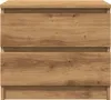 A front view of a wooden nightstand with two drawers. Anteprima dell’immagine prodotto