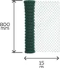 A roll of green chain-link fencing is shown with dimensions indicated by measurement lines and text. Produktbild-Vorschau