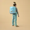 A young girl wearing a backpack and standing against a plain background. Náhľad obrázku produktu