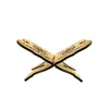 A wooden book stand with intricate carvings, presented against a white background. Produktbild-Vorschau