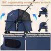 Carrito para perros, plegable, con toldo solar ajustable, 2 Vista previa de la imagen del producto 5