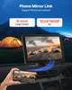 A car dashboard with a phone mirror link display, showing a car race scene. Tents are visible in the background. Anteprima dell’immagine prodotto