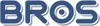 The image displays the word "BROS" in large, stylized letters with a blue fill and a white outline, set against a white and light gray background. Produktbild-Vorschau