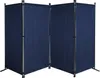 A dark blue, four-panel room divider is shown from a slightly angled front view against a white background. Produktbild-Vorschau