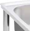 A close-up view of the corner of a stainless steel camping sink with a white rim. Náhľad obrázku produktu