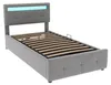 Lit tapissier de 90x200 cm avec éclairage LED, espace de Voir les images du produit 11