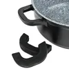 A close-up view of a black pot with gray speckled interior and two black silicone handles. Produktbild-Vorschau