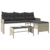 Gartensofa in L-Form mit Tisch und Kissen Hellgrau Poly Produktbild-Vorschau 1