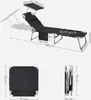 Diagrams and measurements of a black folding sun lounger. Náhled obrázku produktu