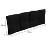 A black cushion for a sofa or bench, with dimensions indicated. Voir les images du produit