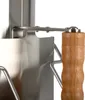 Close-up view of a metal object with a wooden handle, showing a hinge mechanism. Produktbild-Vorschau