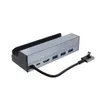 A silver USB-C hub adapter with multiple ports and a connected cable, shown against a white background. Produktbild-Vorschau