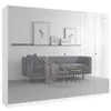 Kleiderschrank zum Schlafzimmer für Kleidung mit Spiegel, Höhe: 200cm, Breite: 240 cm, Weiß Produktbild-Vorschau