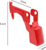 A red plastic accessory for a Dyson vacuum cleaner is shown with dimensions indicated by text. Produktbild-Vorschau