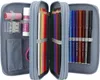 An open pencil case filled with art supplies. Produktbild-Vorschau