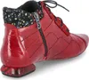 A red boot with a black and colorful patterned lining, laces, and a zipper. Produktbild-Vorschau