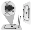 A foldable camping table shown from multiple angles, including a close-up of its locking mechanism. Produktbild-Vorschau