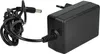 A black power adapter with a coiled cord and a plug. Produktbild-Vorschau