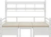 A white wooden daybed with beige cushions, shown from the front against a white background. Náhled obrázku produktu