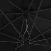Close-up view of the internal structure of a black umbrella. Produktbild-Vorschau