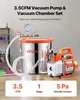 A vacuum pump and chamber set are displayed on a table, with text overlays highlighting product features. Náhľad obrázku produktu
