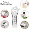 A collage of images showing a multi-tool bottle opener and its various uses. Produktbild-Vorschau