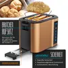 Close-up of a copper toaster with bread rolls in the background and marketing text overlays. Náhľad obrázku produktu