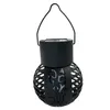 A black solar-powered hanging lantern with a flame effect. Produktbild-Vorschau