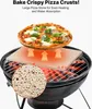 A pizza stone on a grill with a pizza on top, showing heat rising. Náhľad obrázku produktu