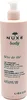 A pink bottle of Nuxe body lotion with a pump dispenser. Voir les images du produit