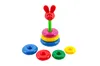 A stacking ring toy with a bunny head on top, set against a white background. Podgląd zdjęcia produktu
