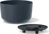 A dark gray planter pot and its separate base are shown against a white background. Náhled obrázku produktu