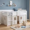 Hoogslaper met matras 90x200 cm, wit. Kinderbed met ladder, Productafbeelding-voorbeeld 13