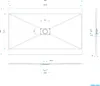Technical drawing of a shower tray with dimensions and details. Produktbild-Vorschau