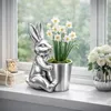 Keramik Hase mit Topf Silber 23cm – Blumentopf & Osterdeko Produktbild-Vorschau 2