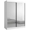 Kleiderschrank zum Schlafzimmer für Kleidung mit Spiegel, Höhe: 200cm, Breite: 150 cm, Weiß Produktbild-Vorschau