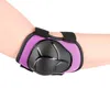 A close-up shot of a purple and black elbow protector on an arm. Produktbild-Vorschau