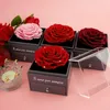 Ewige Rose mit Silberkette, Herzform, rot, 8,8 cm, Geschenk Voir les images du produit