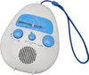 A white and blue portable AM/FM radio with a blue lanyard. Náhled obrázku produktu
