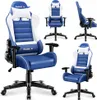 A collage of four images showing a blue and white gaming chair from different angles. Anteprima dell’immagine prodotto