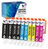 A set of printer ink cartridges arranged in a row, with a box of cartridges in the background. Produktbild-Vorschau