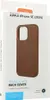 The image shows the packaging of a brown leather phone case for an Apple iPhone SE (2025). Podgląd zdjęcia produktu