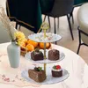 3-stöckiger Kuchenständer aus Kunststoff, weiß, 2 Stück Anteprima dell’immagine prodotto