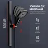 A black shower head and rail system with text and icons highlighting features. Náhľad obrázku produktu