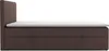 Side view of a brown boxspring bed with a white mattress on top, against a white background. Voir les images du produit